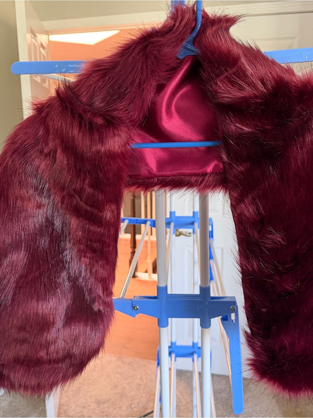 Windsor Faux Fur Shrug in Burgundy